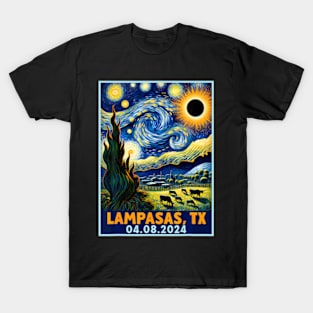 Total Solar Eclipse 2024 Lampasas Texas Starry Night T-Shirt